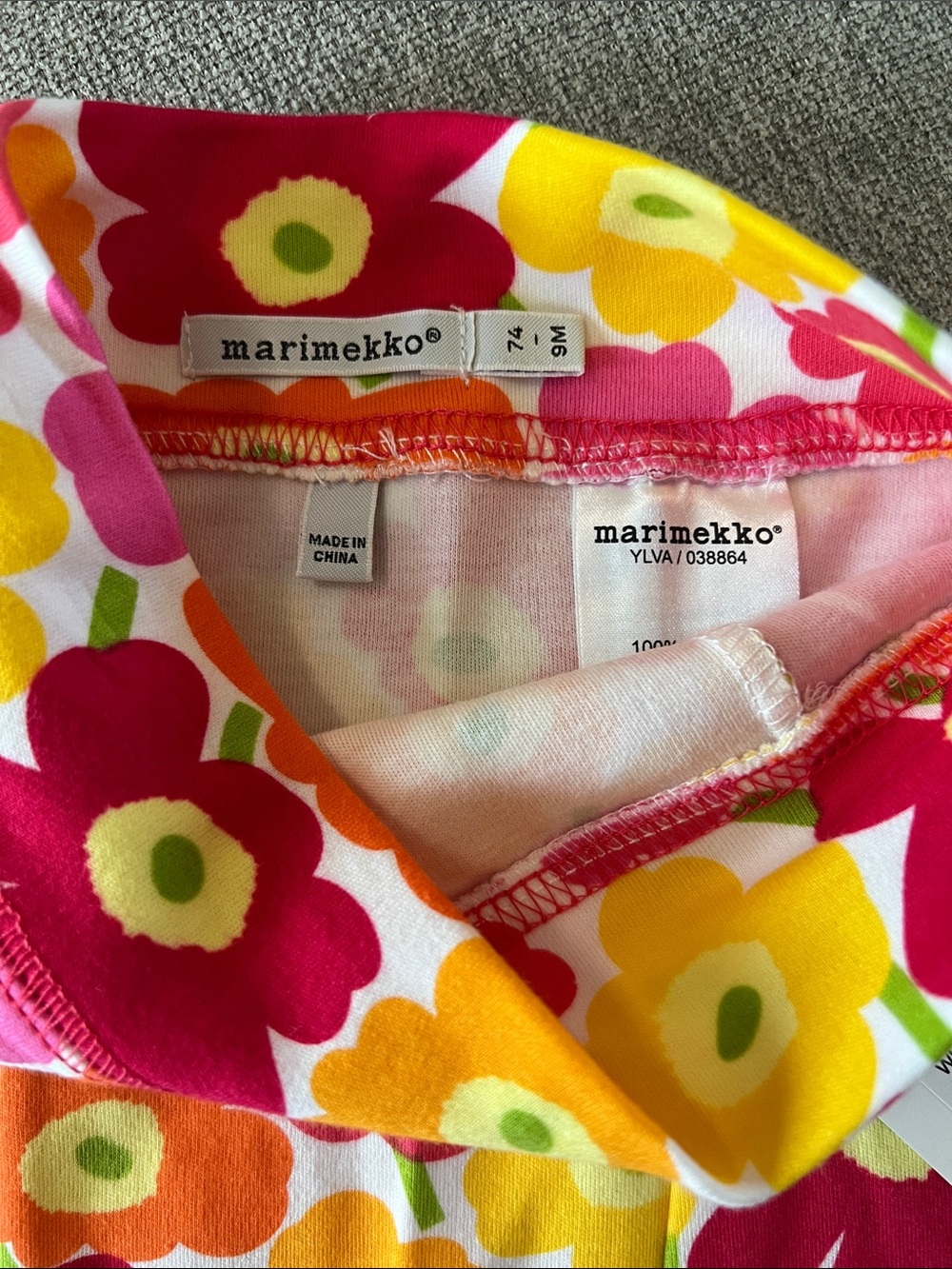 Marimekko Pink Orange Yellow Floral Kids Leggings - Picture 3 of 3